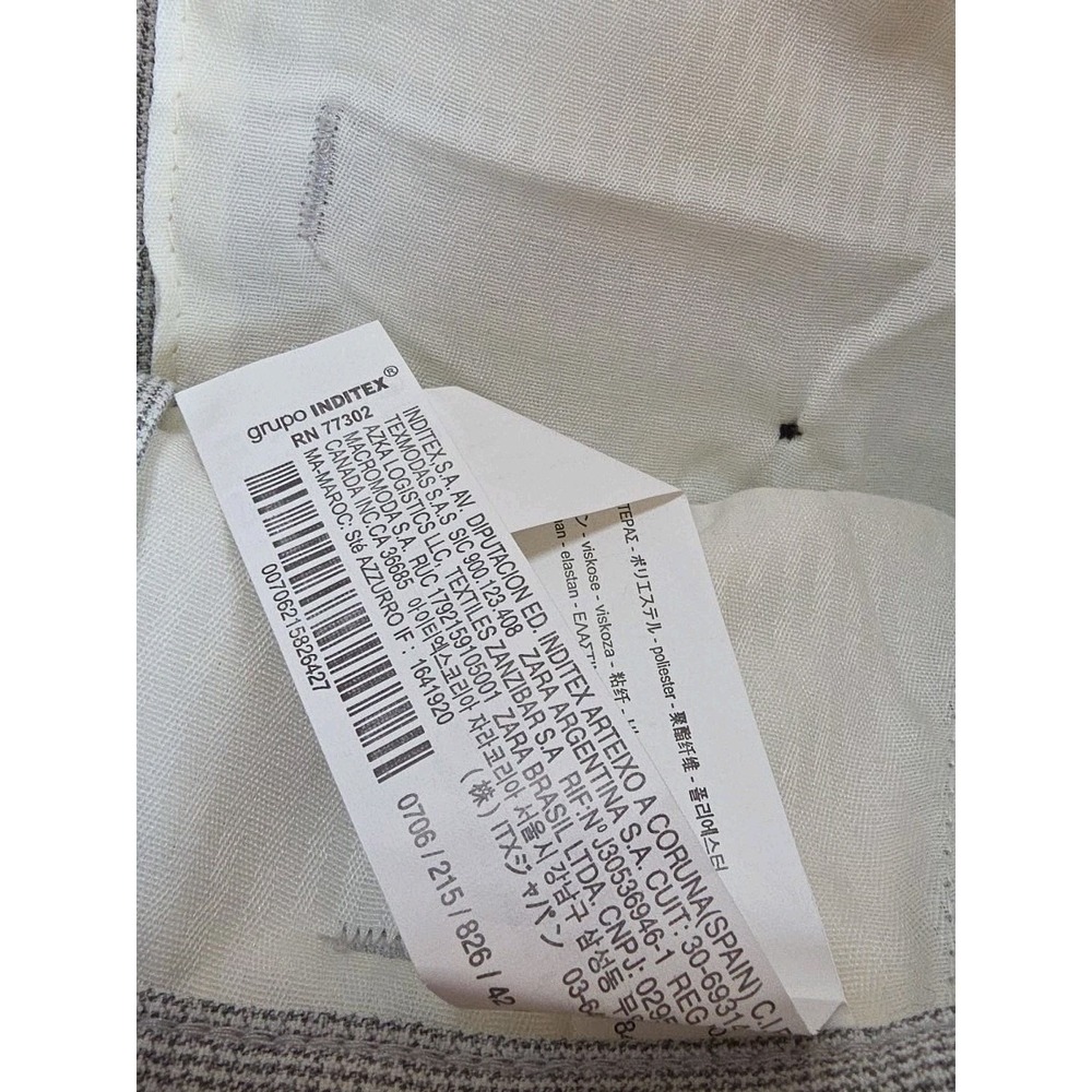 NWT Zara The Melange Pant Slim Stretch Men EU42 32x30 Black & WHITE CHECK - Picture 10 of 11